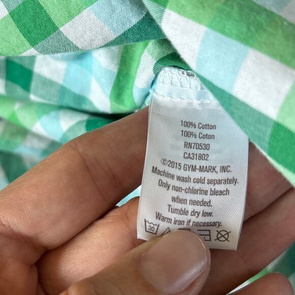 Crazy 8 Boys Medium 7/8 Green Plaid Button Down Shirt Collared Preppy - Picture 4 of 5